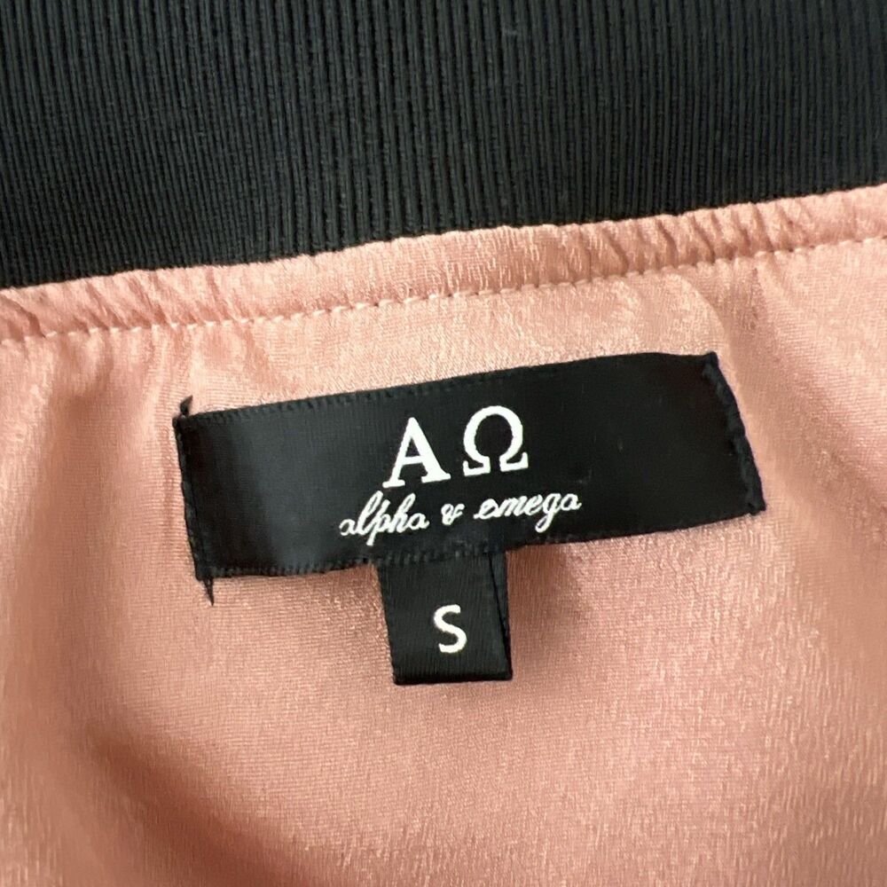 Alpha & Omega Interstellar Bomber Jacket Women Small Pink Satin Off Shoulder - Picture 8 of 16